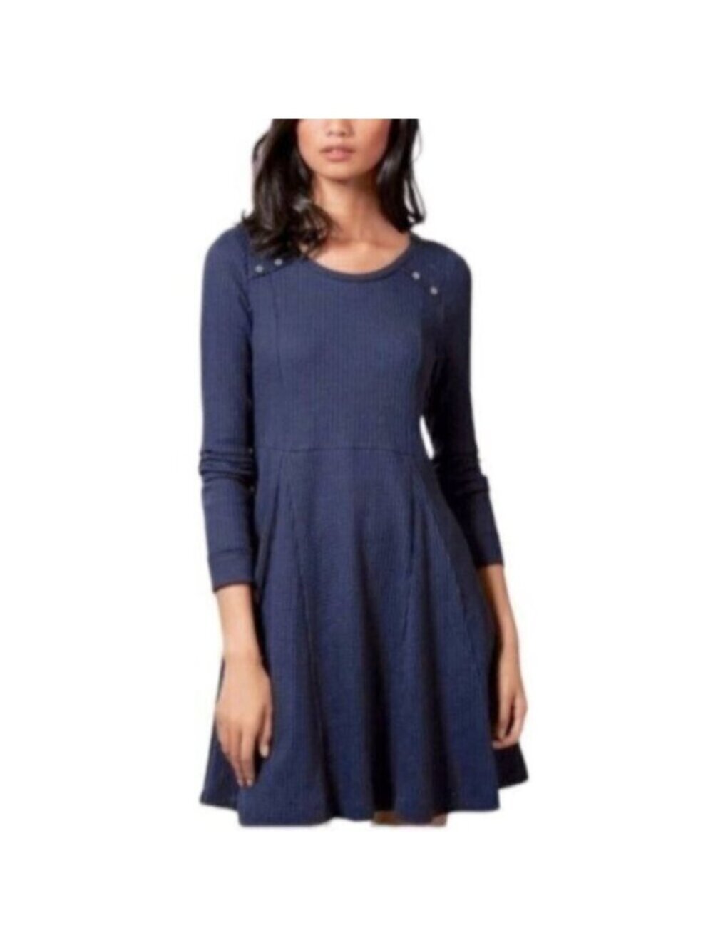 NWT Anthropologie | Eloise Navy Blue Thermal Chiara Skater Dress Size Small